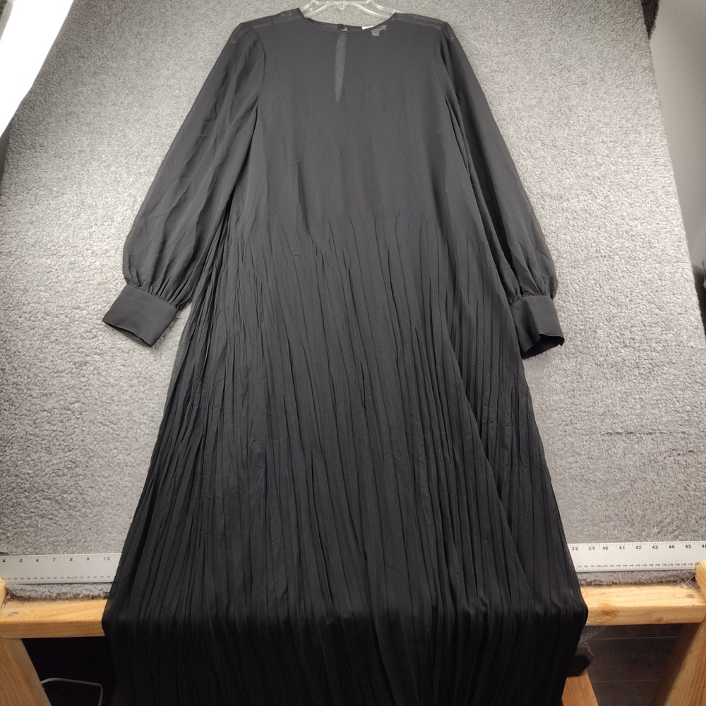 Nordstrom Maxi Dress Sz Medium Pleated Long Sleeve Black Whimsigoth Fairy Witch
